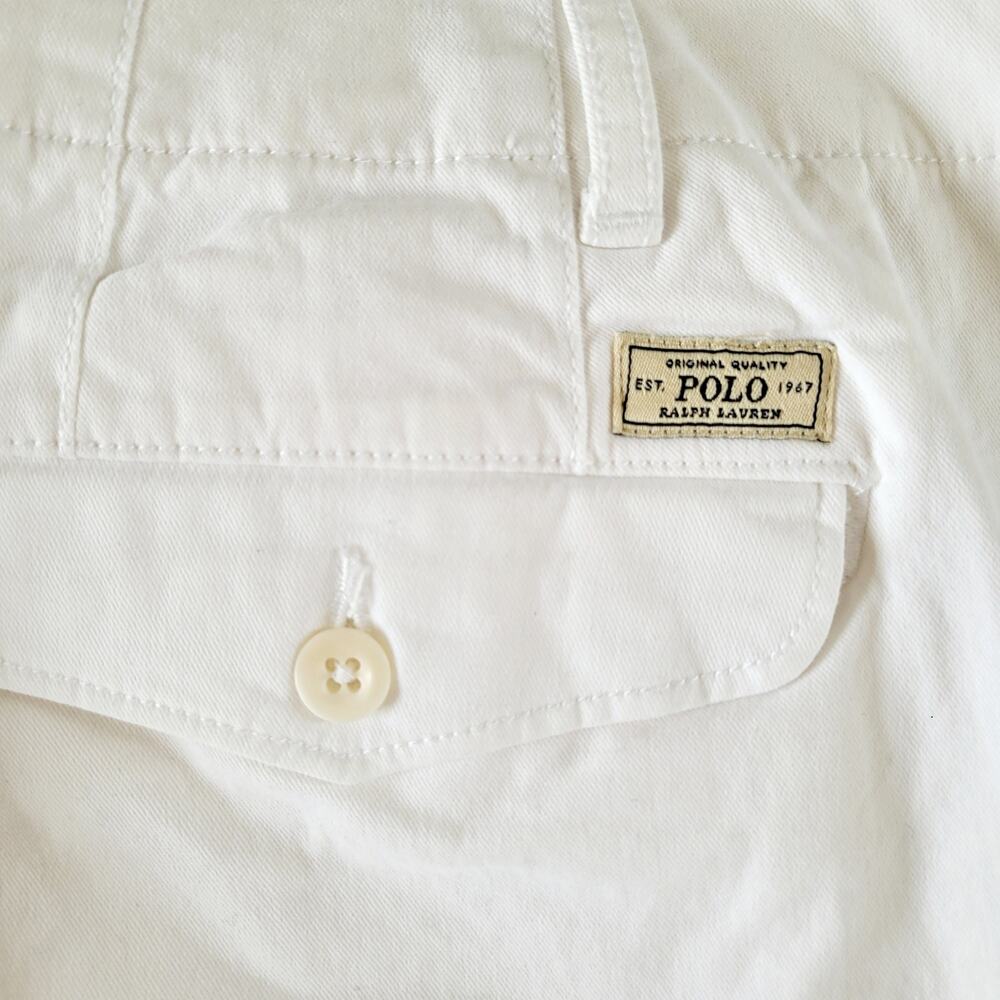 Polo Ralph Lauren Wide Leg Cropped Pants High Rise Ivory Preppy Coastal Sz 8 - Picture 7 of 12